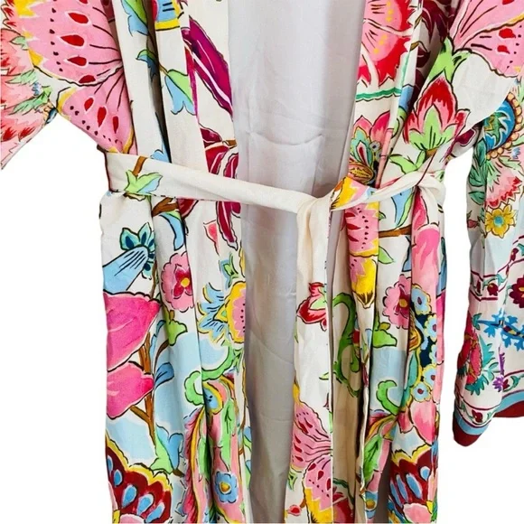 Zara Floral Kimono Belted Long Robe Women Size XS NEW NWT 7864/029
